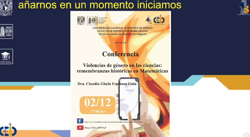 En el marco del Día Internacional de la Eliminación de la Violencia Contra la Mujer. Conferencia: Violencias de género en las ciencias: remembranzas históricas en Matemáticas